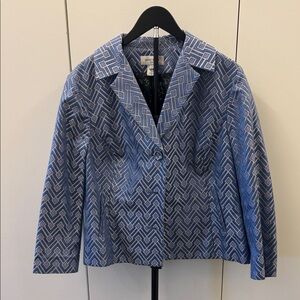 Nine West Geometric Blue and Grey Blazer